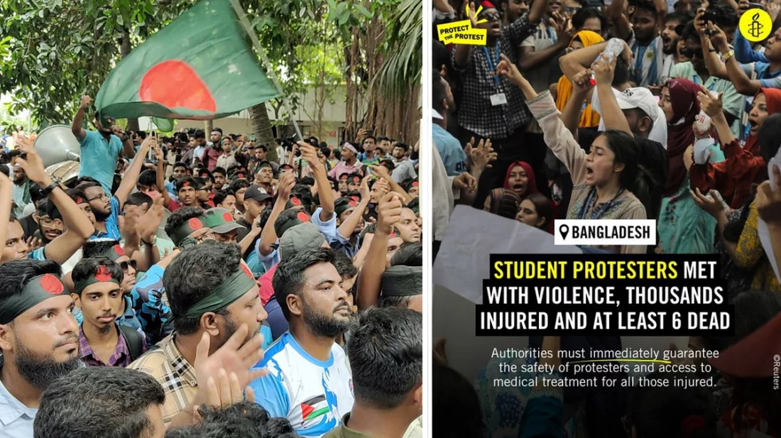 শিক্ষার্থীদের বিরুদ্ধে বেআইনিভাবে শক্তি প্রয়োগ করছে সরকার:অ্যামনেস্টি